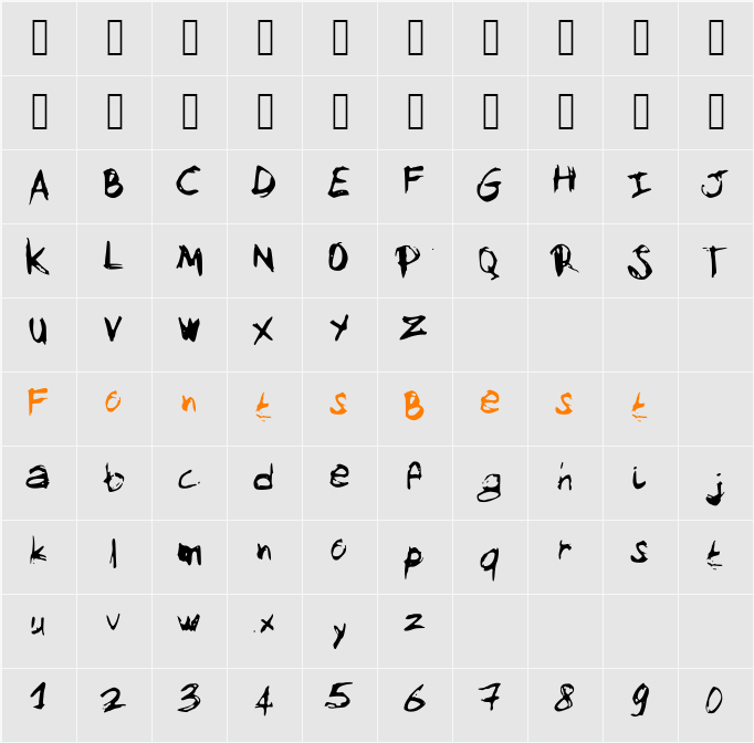 MySketchFont Character Map