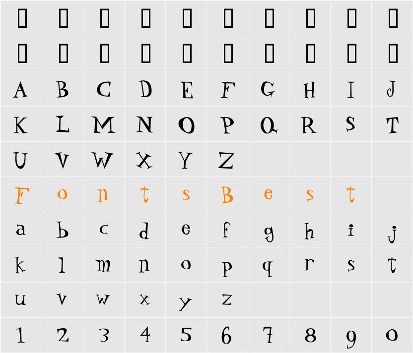 DaddyO Character Map