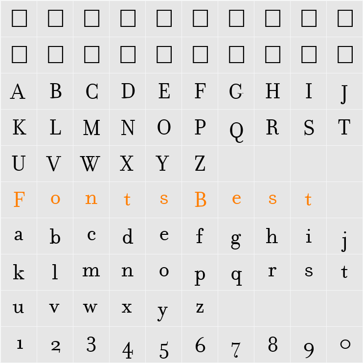 FilosofiaRegular Character Map