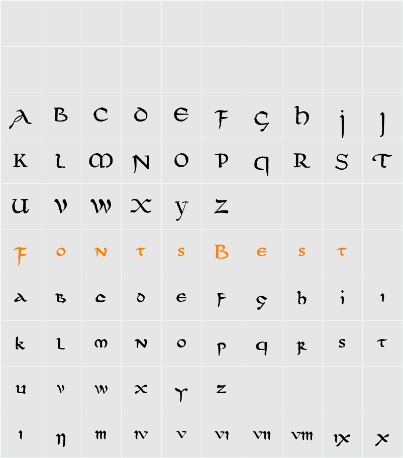 DS UncialFunnyHand Character Map