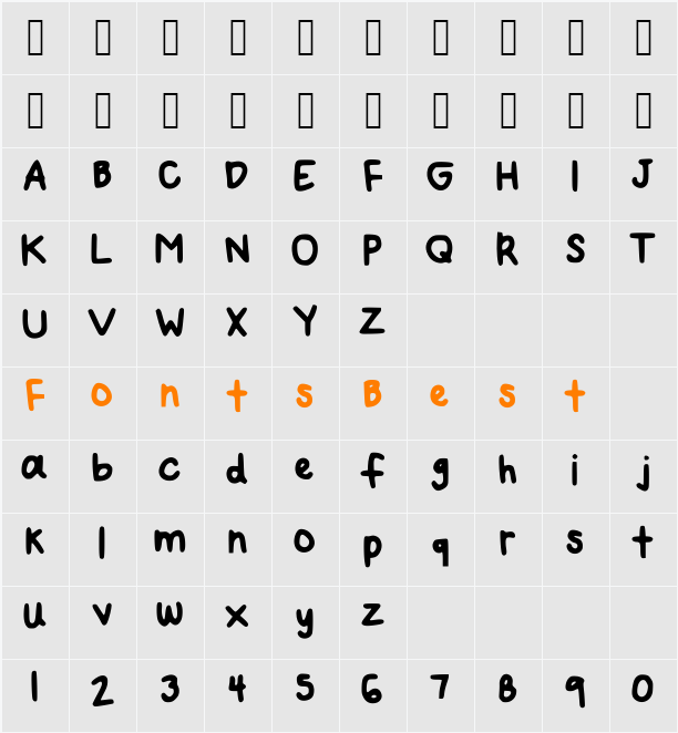 MyNewFont2 Character Map