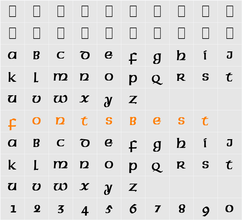 Celtic-Condensed Character Map