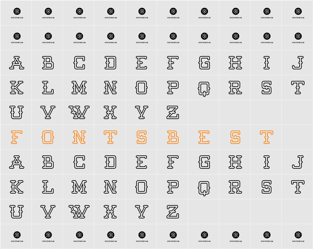 Batter Up Outline Character Map