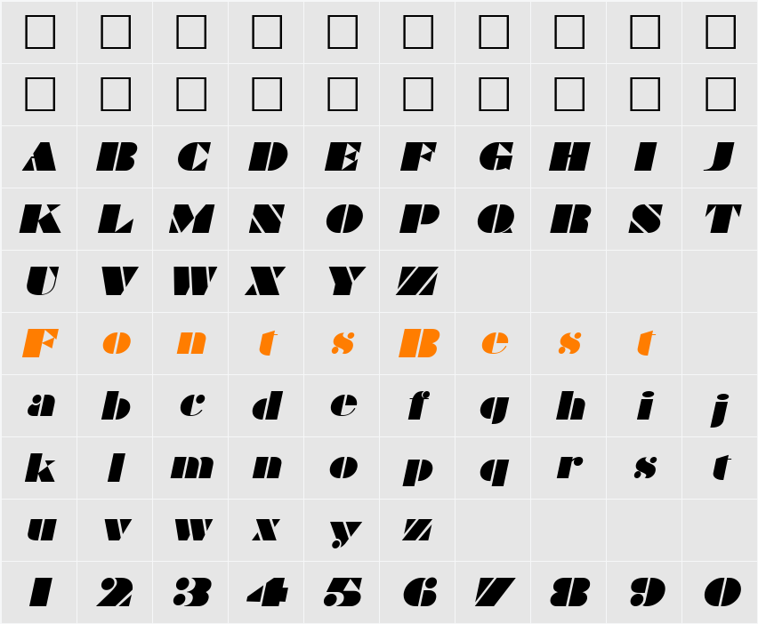 Bravado Character Map