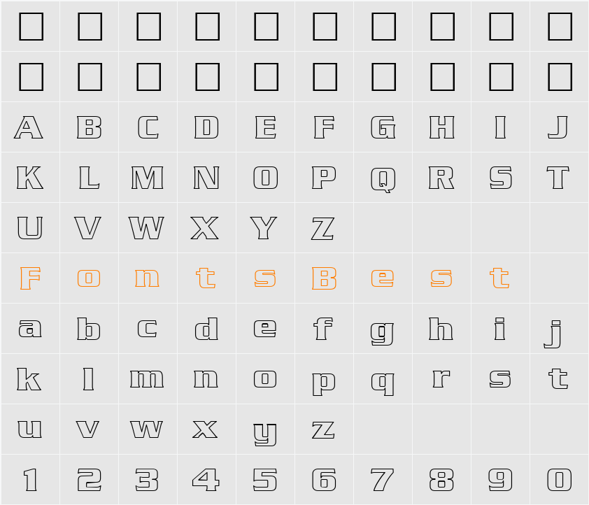 FZ ROMAN 11 HOLLOW Character Map