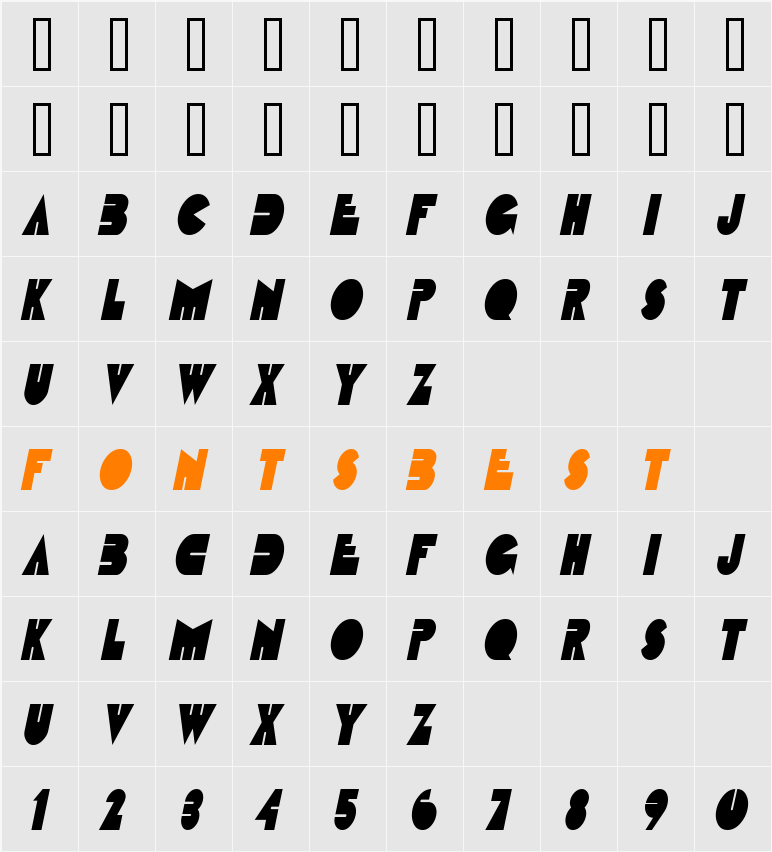 Fatso Thin Character Map