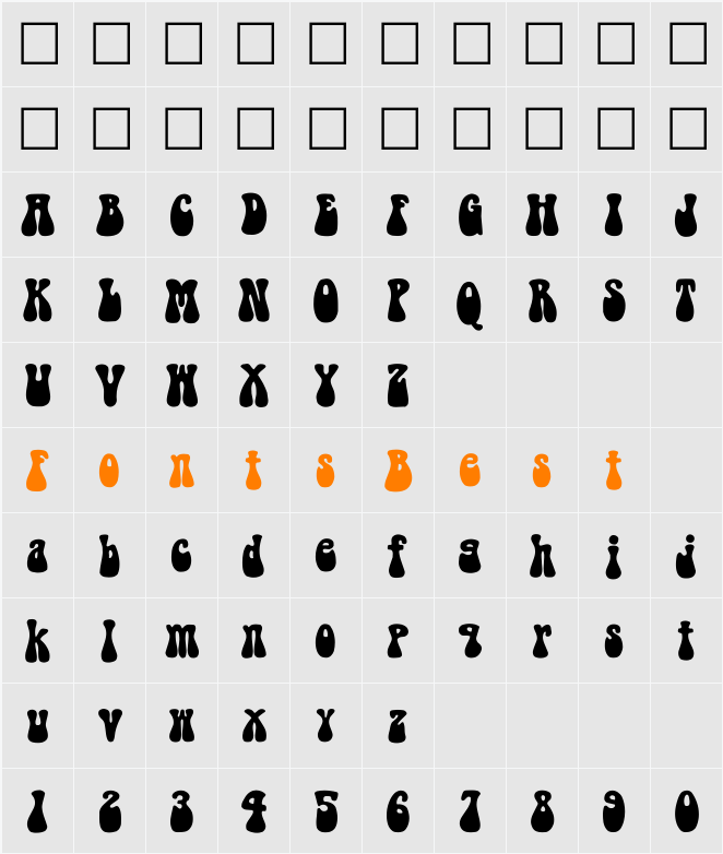BellBottom Character Map