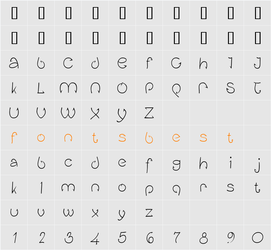 Fishhook Character Map