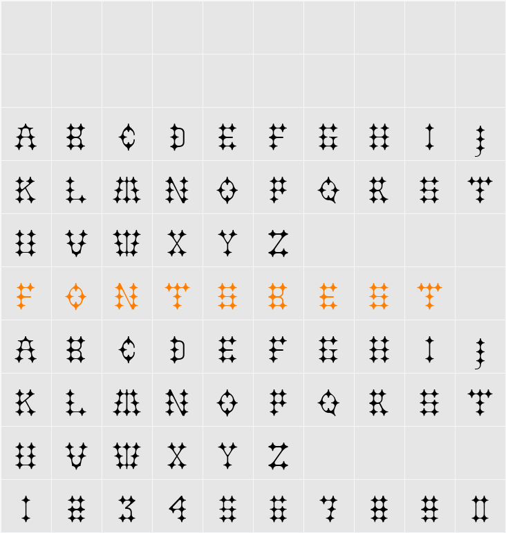 Trezybec Character Map