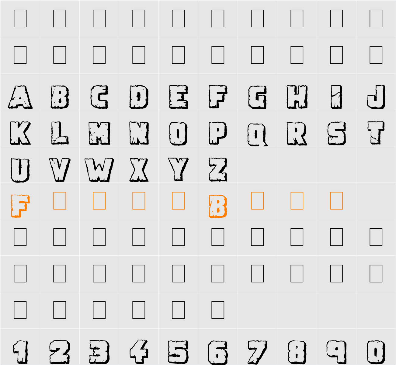 Demolition Crack Shadow Character Map