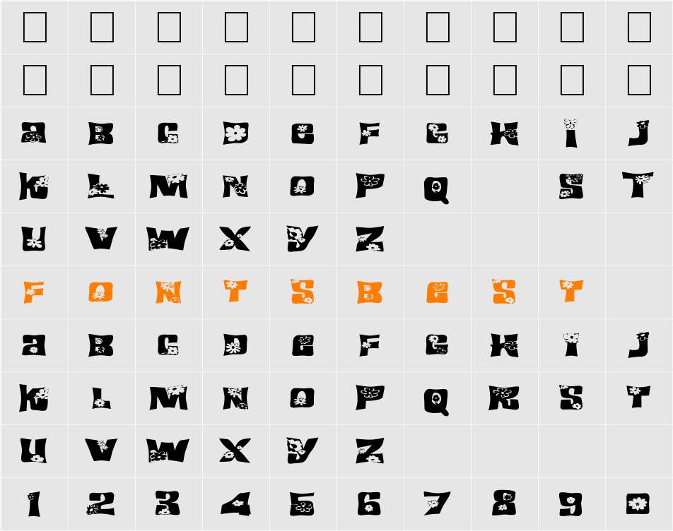 FZ WARPED 19 EX Character Map
