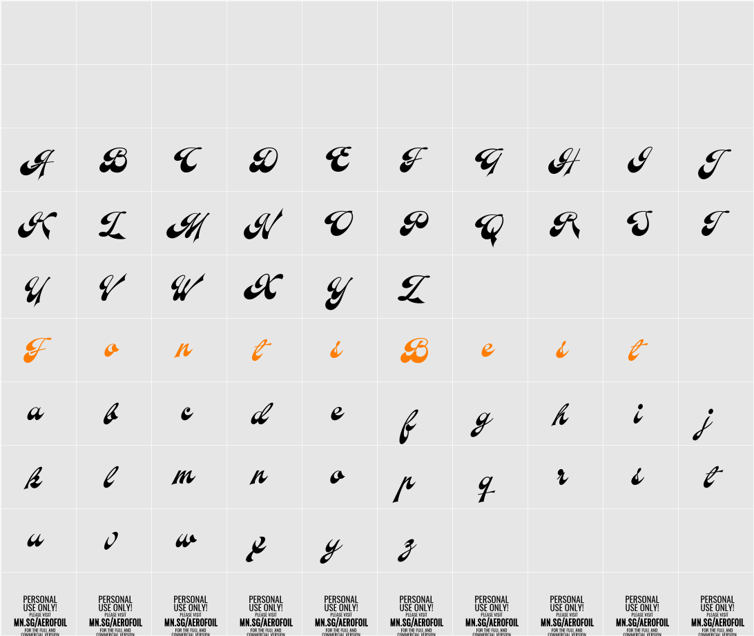 Aerofoil PERSONAL USE ONLY  Character Map