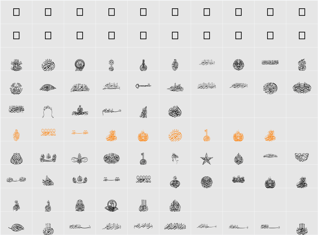 Besmellah 2 Character Map