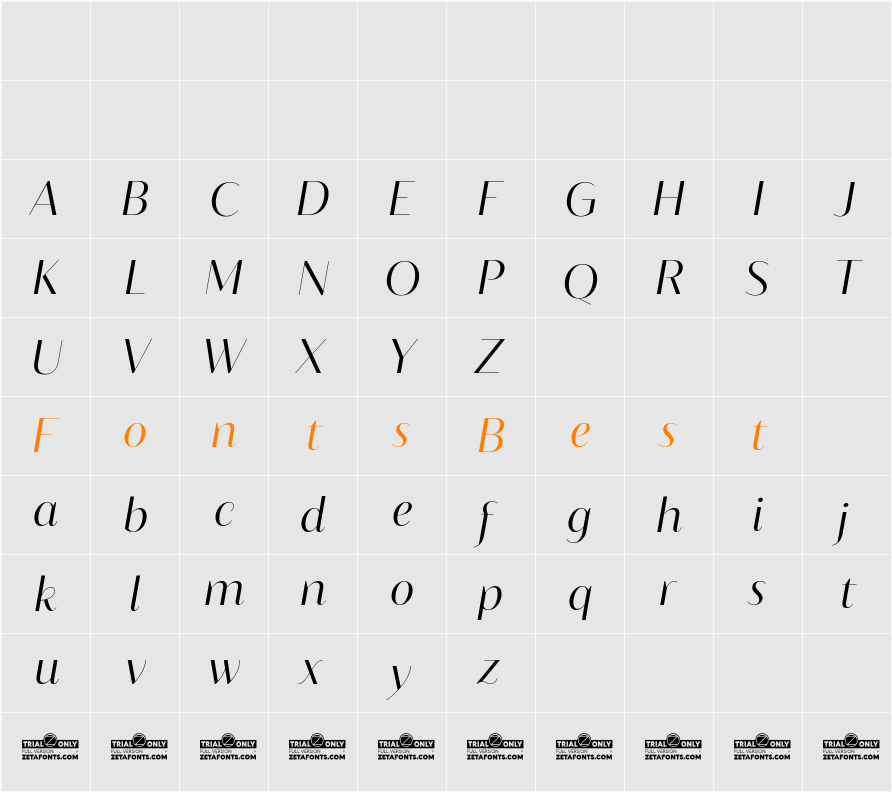 Blacker Sans Display Trial Light Character Map