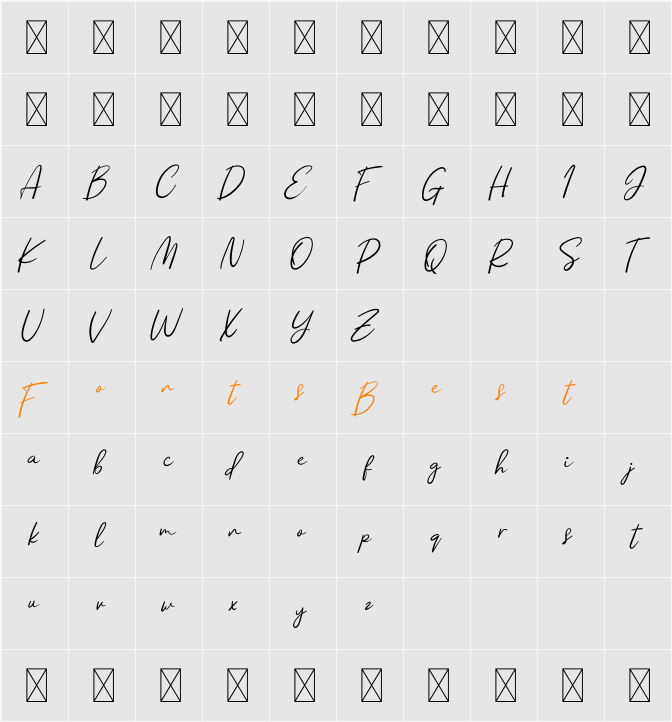 Andiny Personal Use Character Map