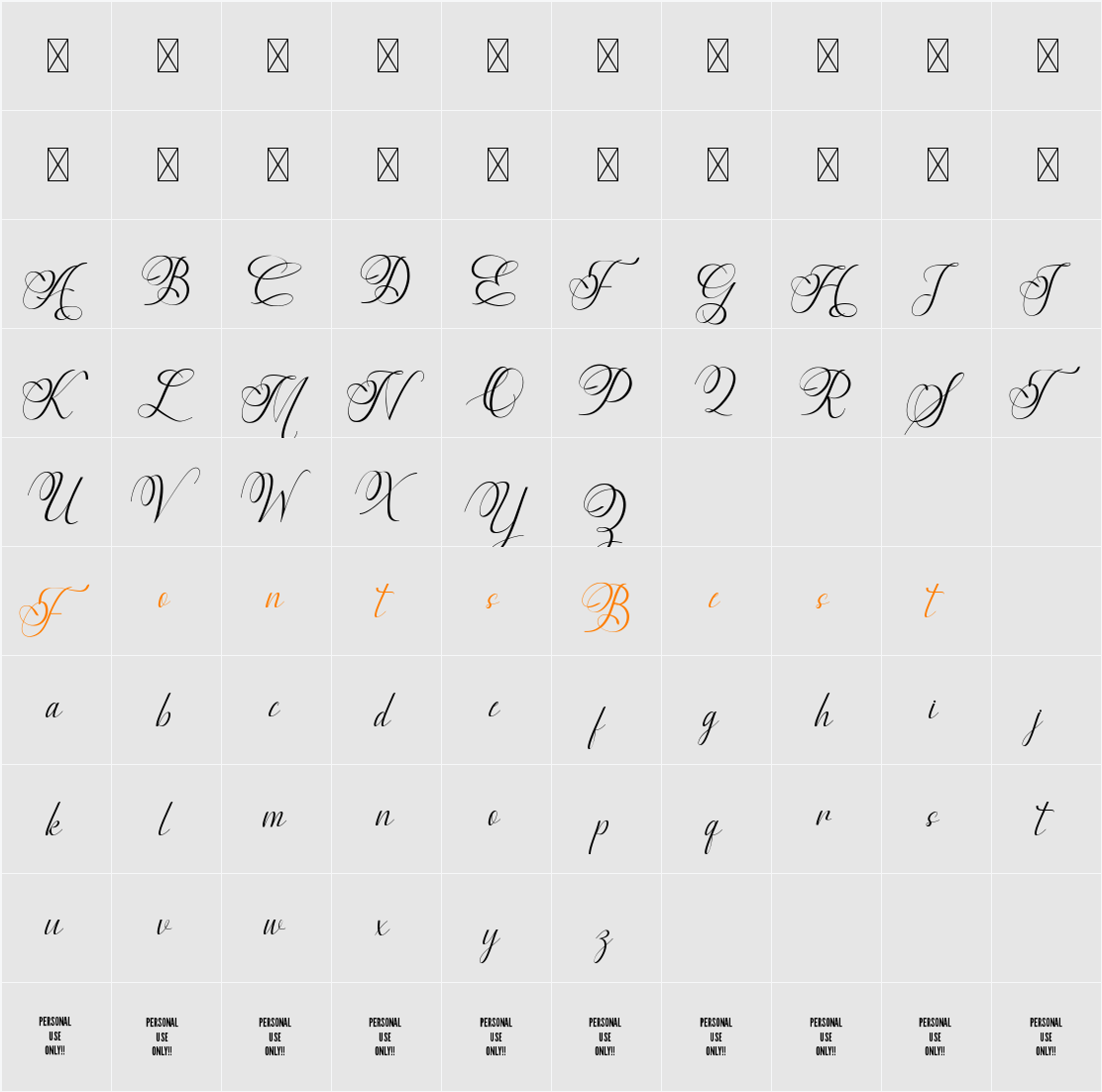 Aureliya Character Map