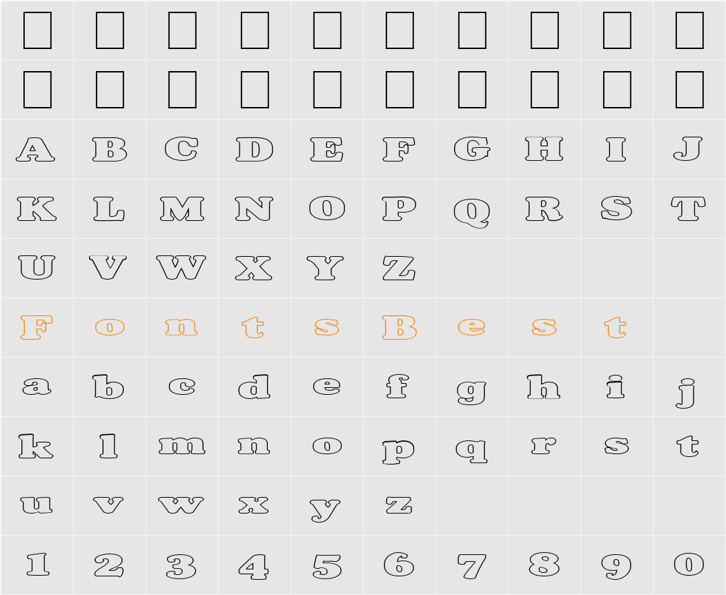 FZ ROMAN 35 HOLLOW EX Character Map