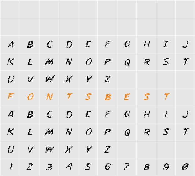 Flesh-Eating Comic Italic Character Map