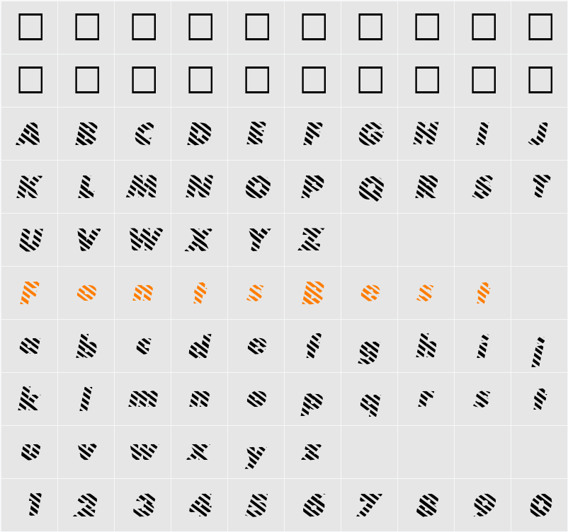 BarberPoleItalic Character Map