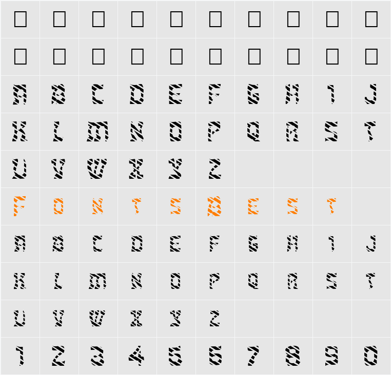 FZ UNIQUE 27 STRIPED EX Character Map