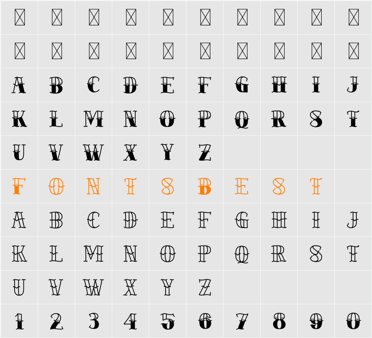 BRADWICK Character Map