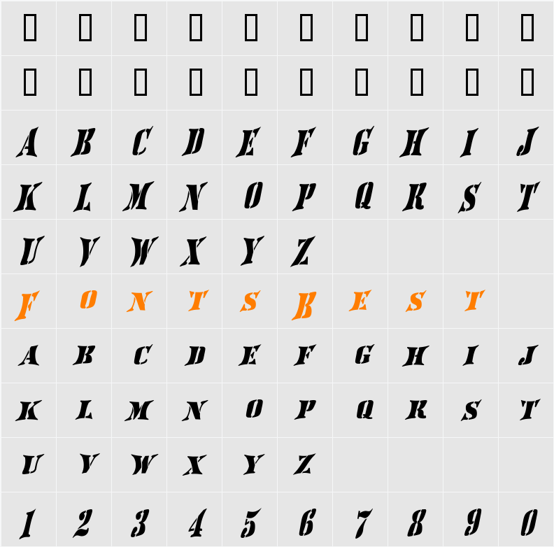 AustralianFlyingCorpsStencilSF Character Map