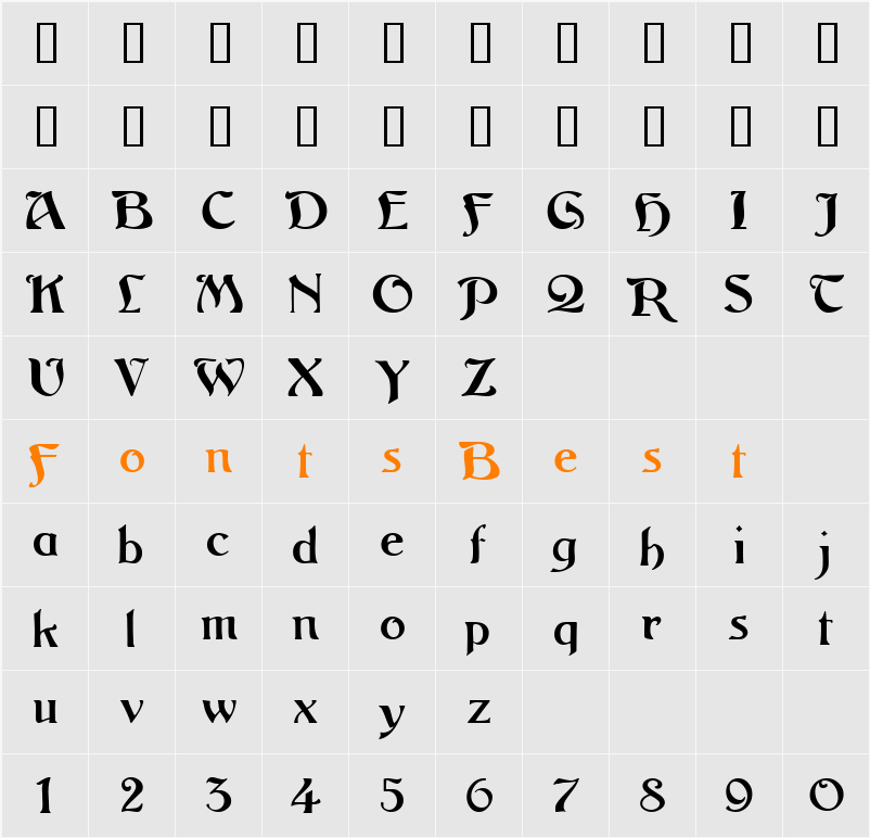 Argos MF Character Map