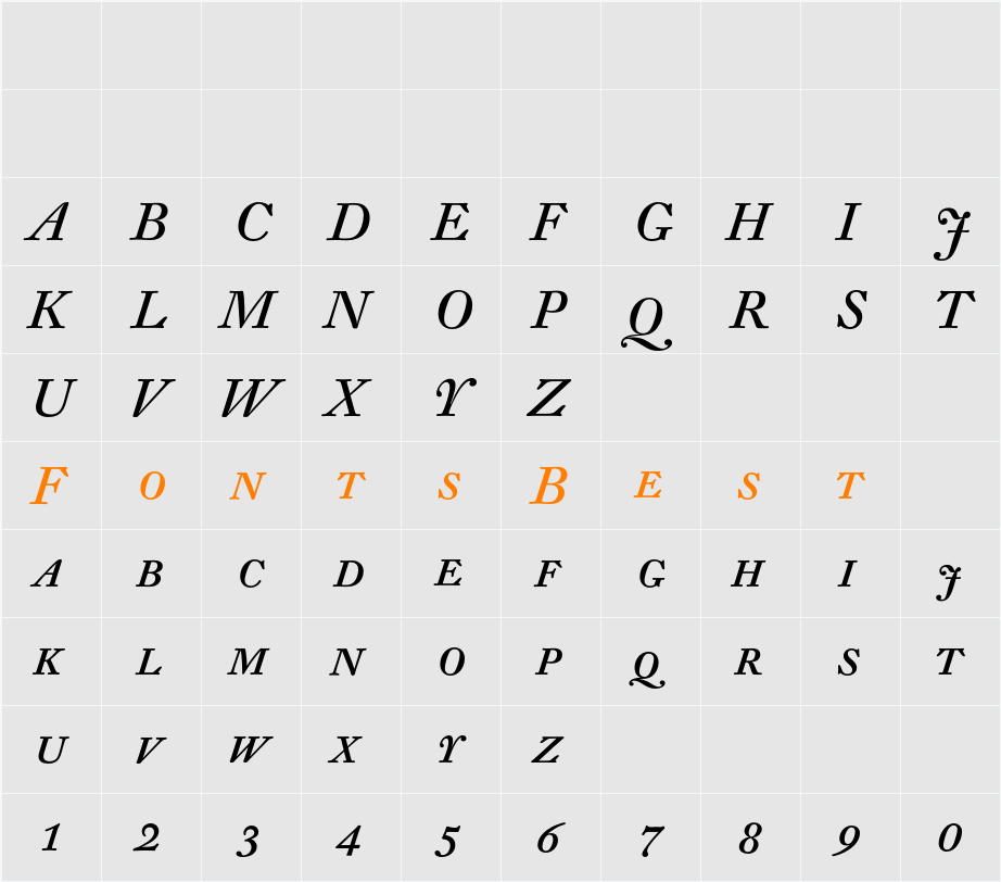 DTLFleischmannT Caps Character Map