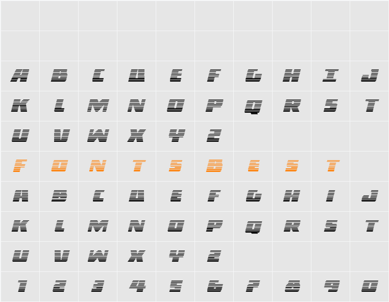 Dark Alliance Gradient Italic Character Map