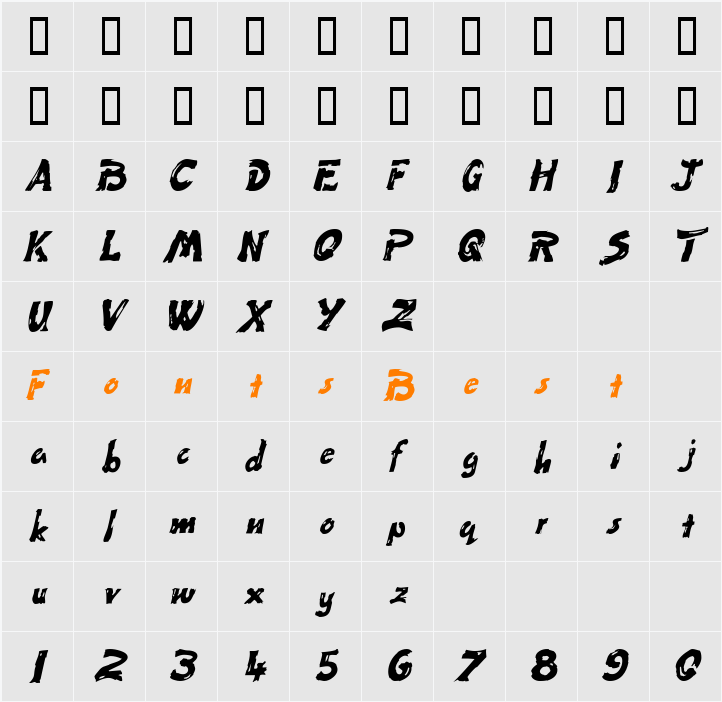 Fingerpaint Character Map