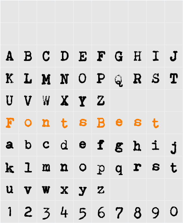 Brother Deluxe 1350 Font Character Map