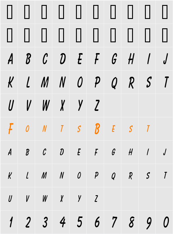 Bassett Thin Character Map