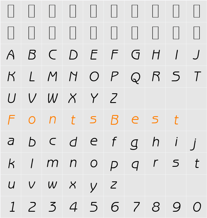 B691-Sans Character Map