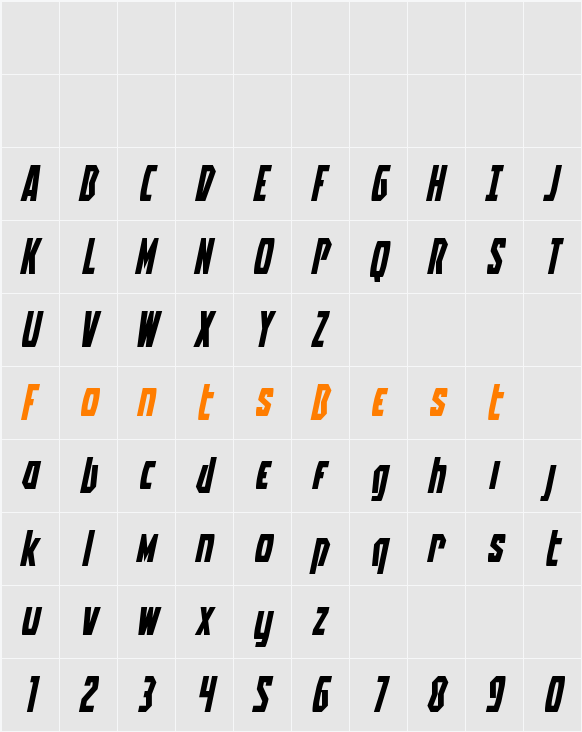 Battleworld Expanded Italic Character Map