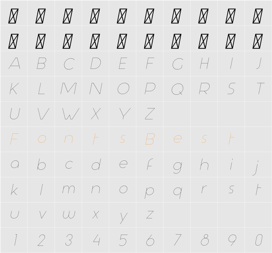 Aspergit Light Character Map