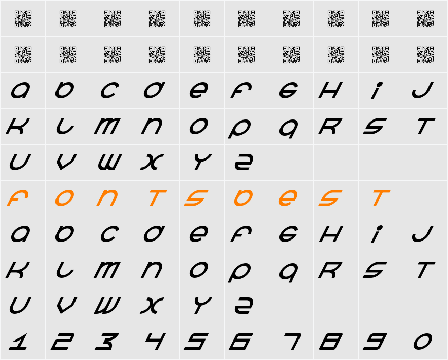 BeastModeBoldItalic Character Map