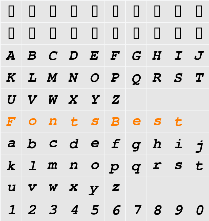 Courier-PS Character Map