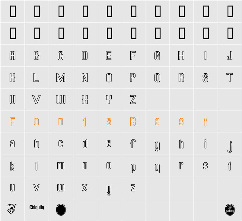 Chiquita Outlined Character Map