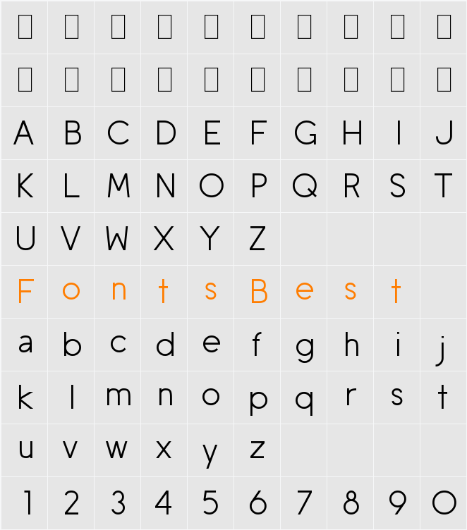 Mobile Sans Character Map