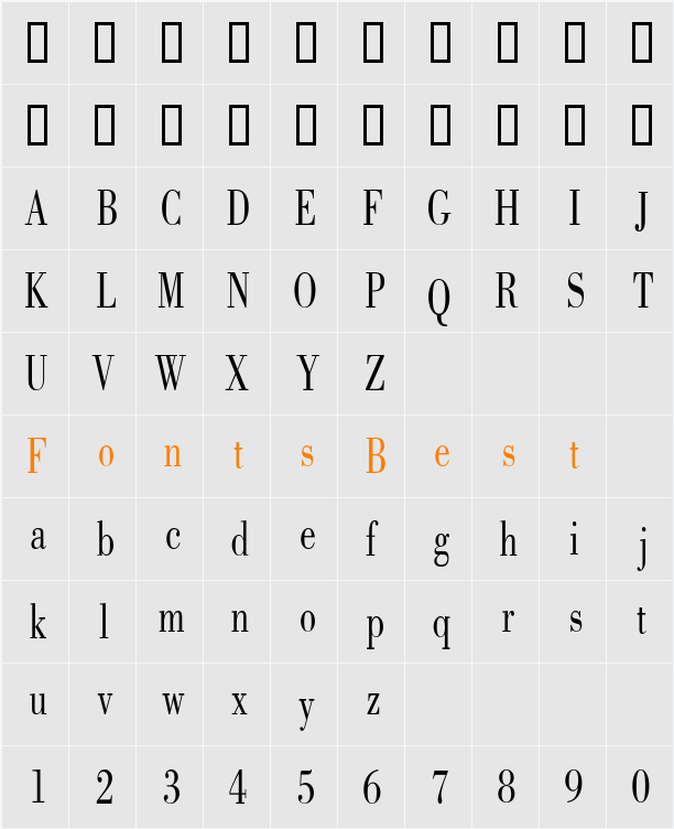 CapelliCondensed Character Map