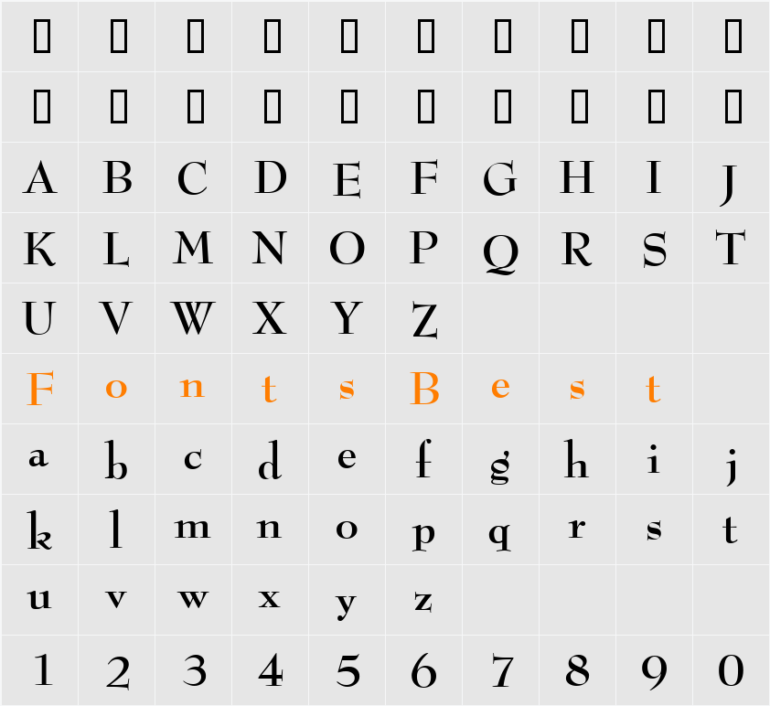 Bernhard Modern ICG Character Map