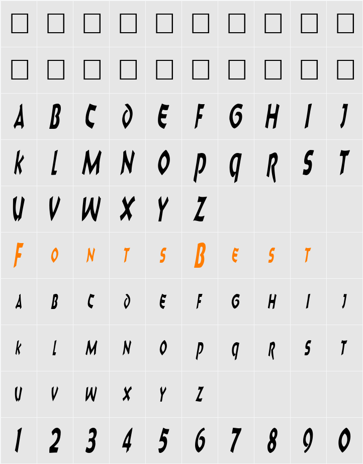 Chark ttstd Character Map