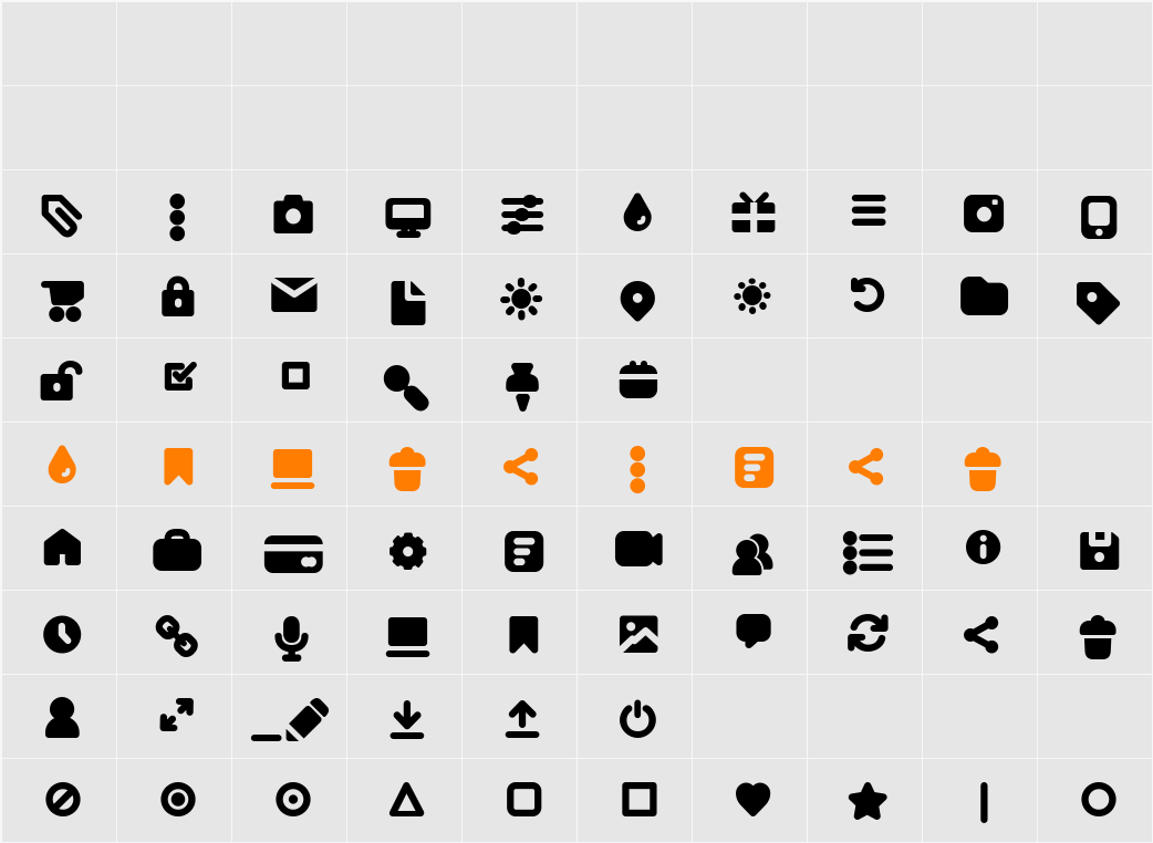 Arista Pro Icons Character Map