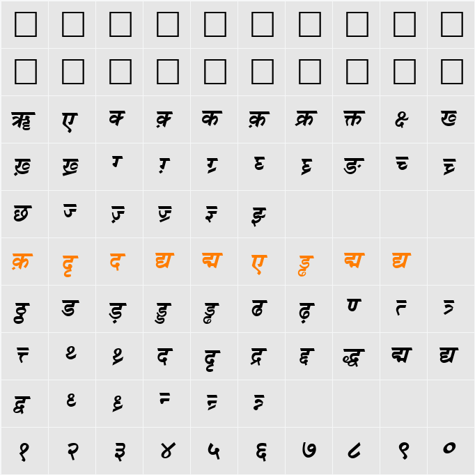 DV-TTSurekh Character Map