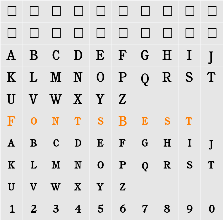 CushingNovaSmc Character Map