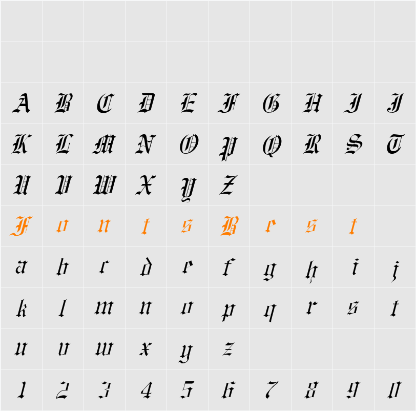 Baxter-Italic Character Map
