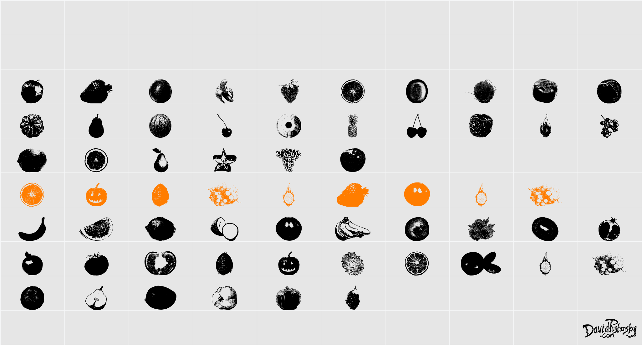 An Apple A Day Fruit Font Character Map