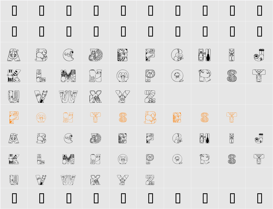 CrazyZoo Character Map