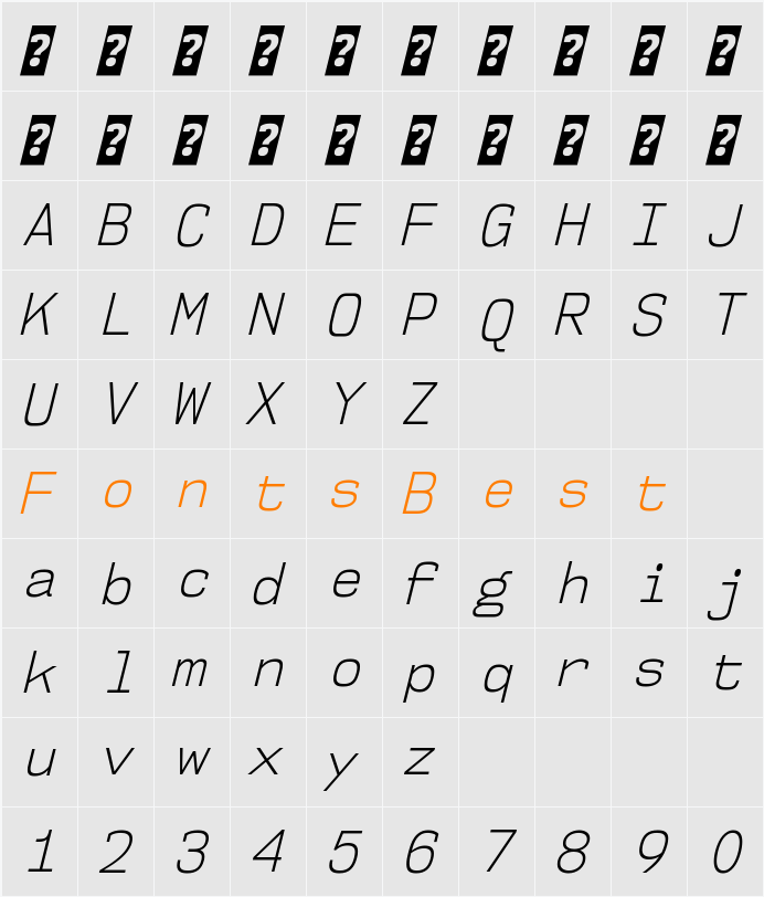 NK57 Monospace Sc Lt Character Map