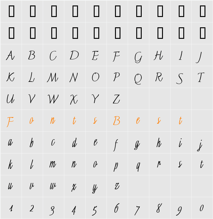 Fineline Character Map